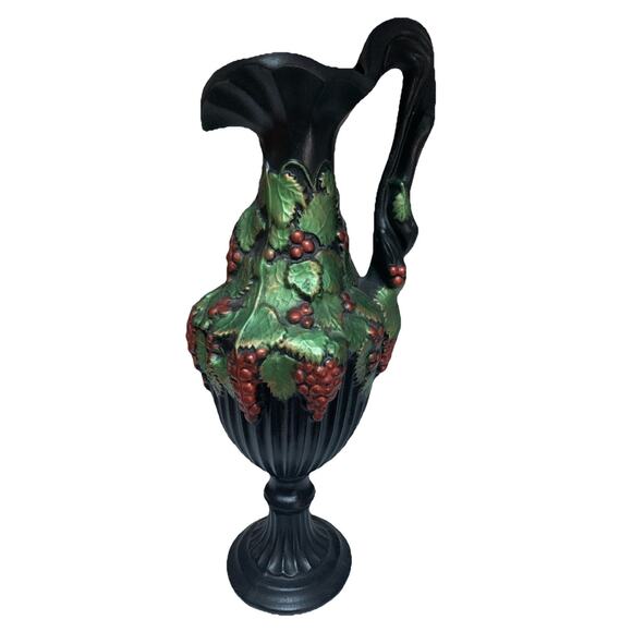 Vintage Arnels Pottery Greek Majolica Classical Style Cascading Grape Pitcher - Picture 1 of 8
